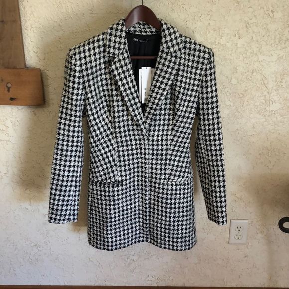 NWT Zara Houndstooth Structured Blazer Dress - Picture 4 of 16
